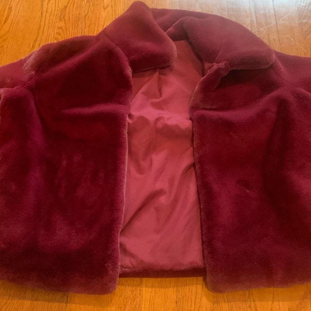 Cozy Plush Burgundy Faux Fur Jacket